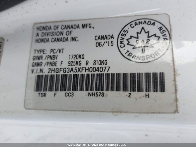 2HGFG3A5XFH004077 Honda r18z1