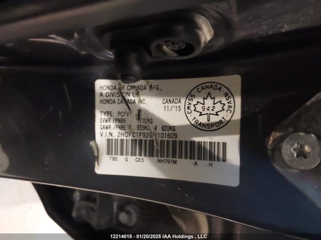 Honda l15b7 2016 2HGFC1F92GH101609 Image 9