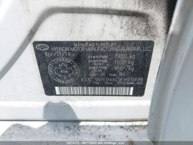 5NPEB4AC9EH931199 Hyundai SONATA GLS