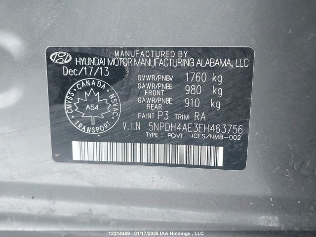 Hyundai dohc mpi nu 2014 5NPDH4AE3EH463756 Image 9