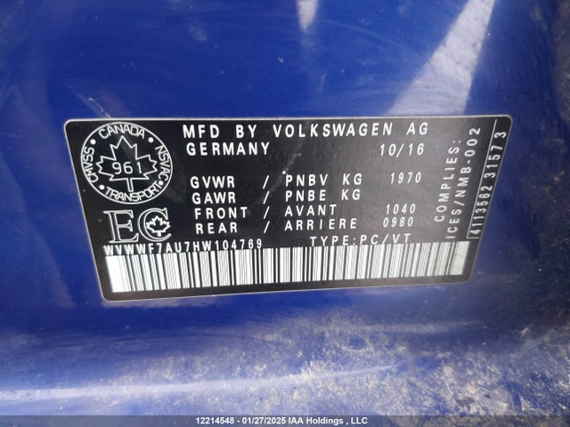 WVWWF7AU7HW104769 Volkswagen Golf R