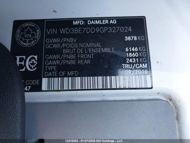 WD3BE7DD9GP327024 Mercedes-Benz Sprinter