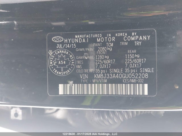 KM8J33A40GU052208 Hyundai Tucson