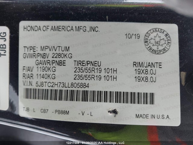 5J8TC2H73LL805884 Acura k20c4