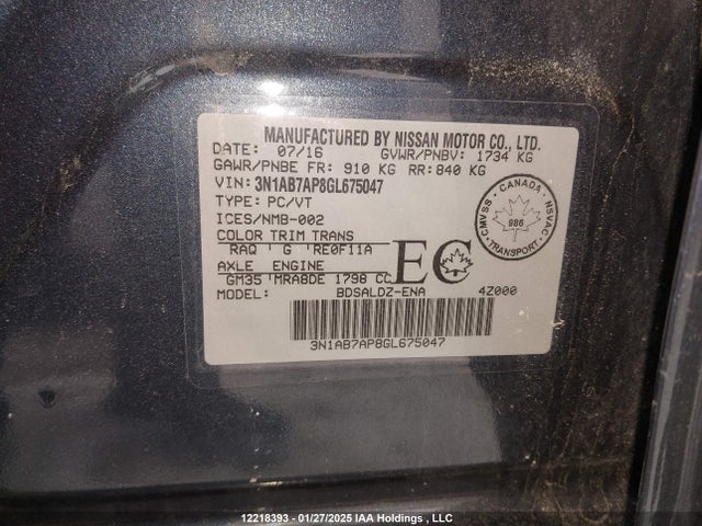 3N1AB7AP8GL675047 Nissan Sentra