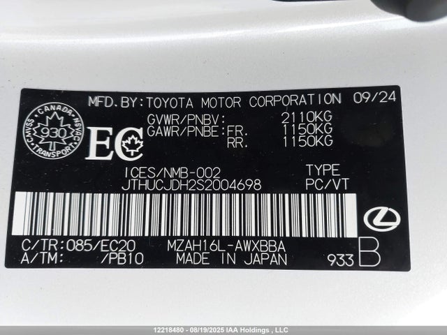 Lexus m20a-fxs 2025 JTHUCJDH2S2004698 Image 9