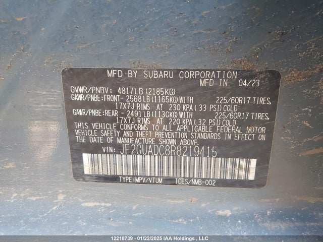 JF2GUADC8R8219415 Subaru na