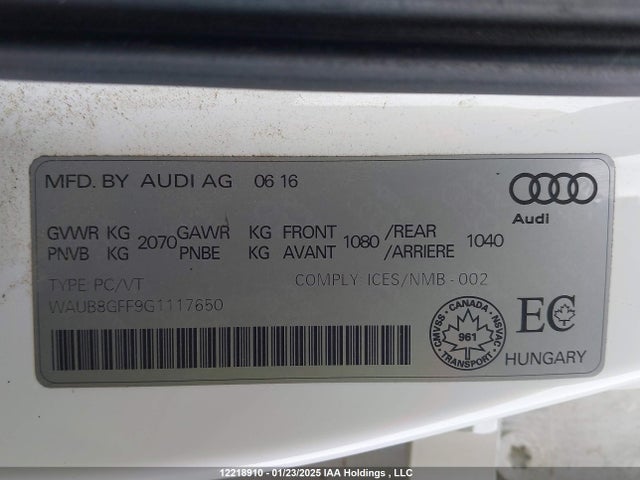 WAUB8GFF9G1117650 Audi A3
