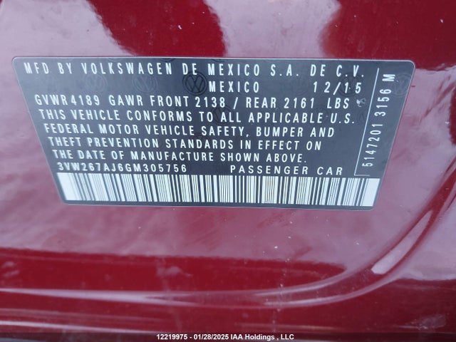 3VW267AJ6GM305756 Volkswagen 1.4t