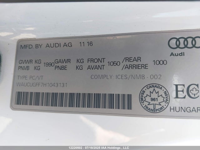 WAUCUGFF7H1043131 Audi 2017