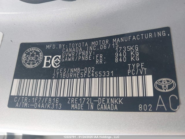 Toyota COROLLA LE 2015 2T1BURHE5FC455331 Image 9