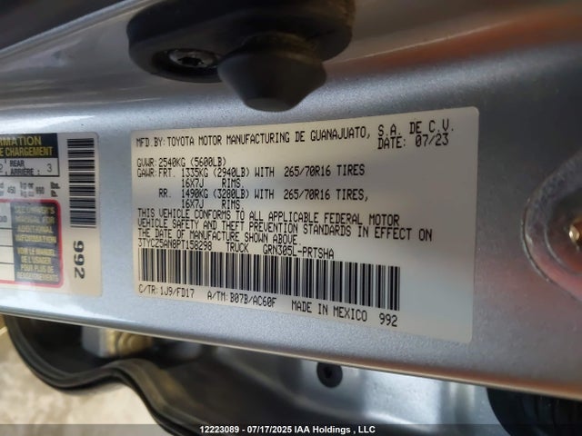 3TYCZ5AN8PT158298 Toyota 2gr-fks