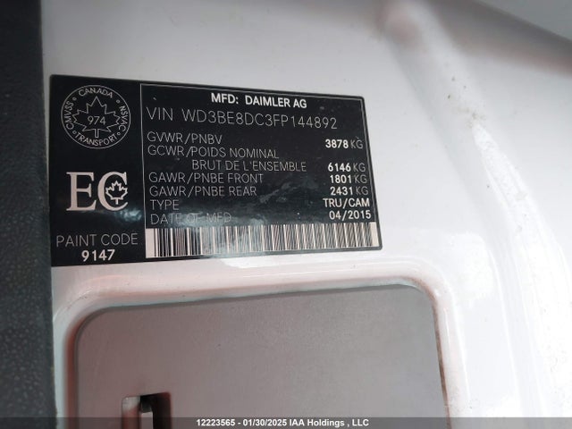 Mercedes-Benz Sprinter 2500 2015 WD3BE8DC3FP144892 Image 9