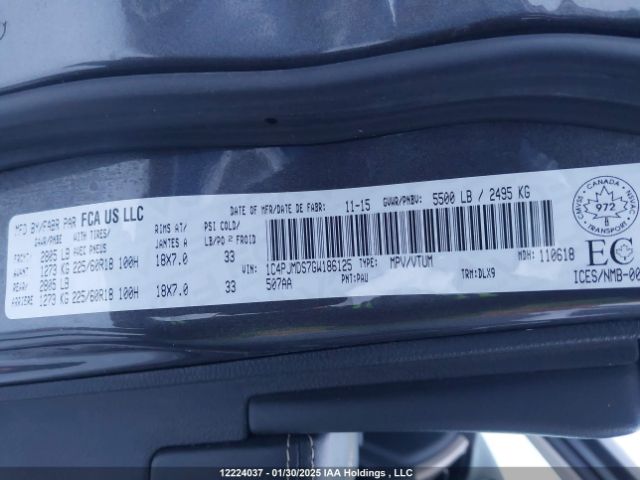 1C4PJMDS7GW186125 Jeep Cherokee Limited