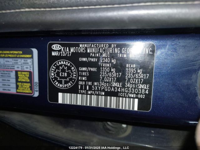 5XYPGDA34HG330384 KIA Sorento