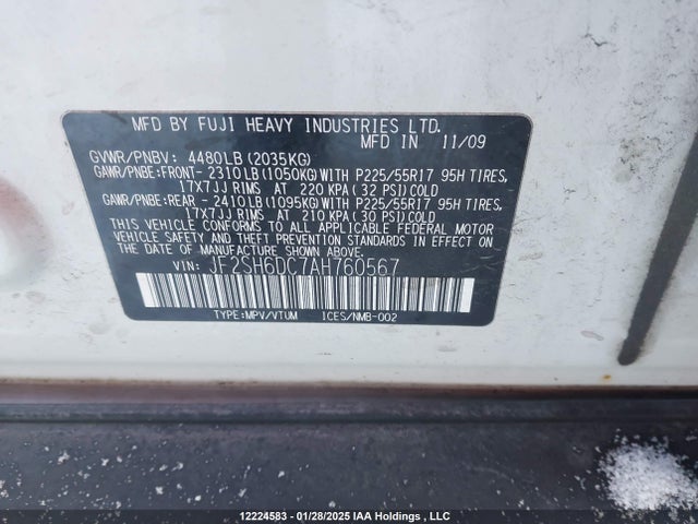 Aukcja sprzedaży 2010 Subaru Forester 2.5x Limited, vin: JF2SH6DC7AH760567, numer aukcji: 12224583