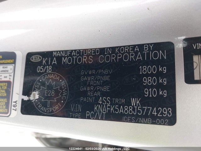 Продажа на аукционе авто 2018 Kia Forte Lx, vin: KNAFK5A88J5774293, номер лота: 12224641