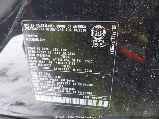 Volkswagen 2019 2019 1V2MR2CA2KC503813 Image 9