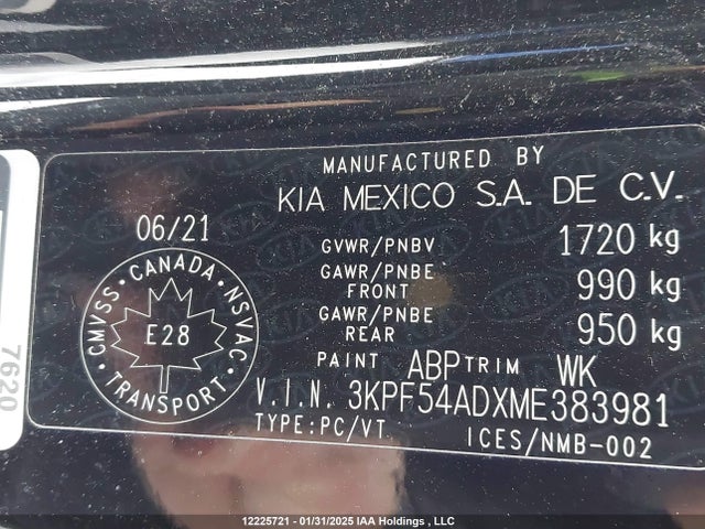 3KPF54ADXME383981 KIA mpi nu