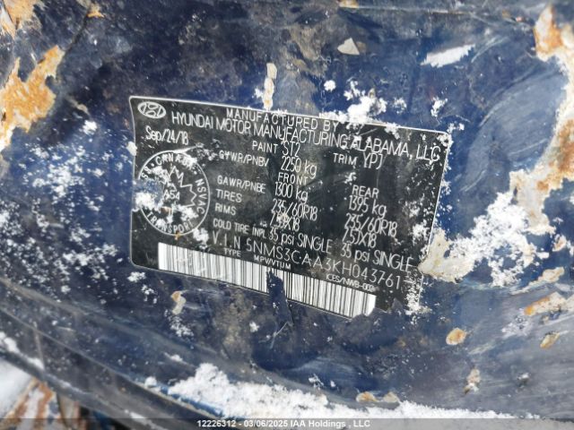 5NMS3CAA3KH043761 Hyundai Santa Fe Sel/sel Plus