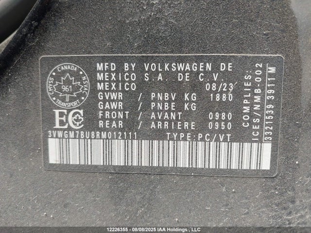 3VWGM7BU8RM012111 Volkswagen tsi