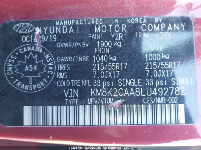 Hyundai mpi nu 2020 KM8K2CAA8LU492782 Image 9