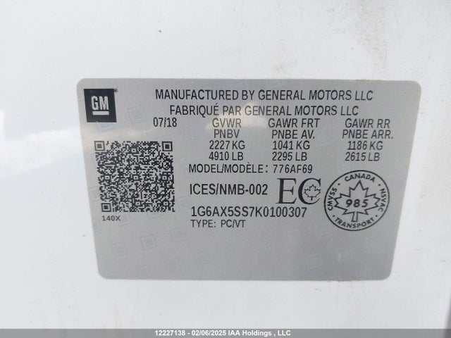 1G6AX5SS7K0100307 Cadillac CTS