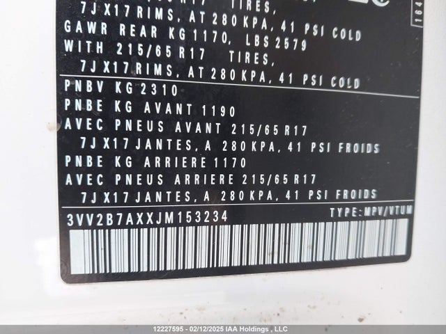 3VV2B7AXXJM153234 Volkswagen Tiguan Comfortline