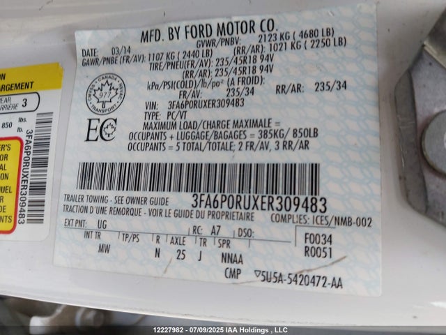 3FA6P0RUXER309483 Ford 2014