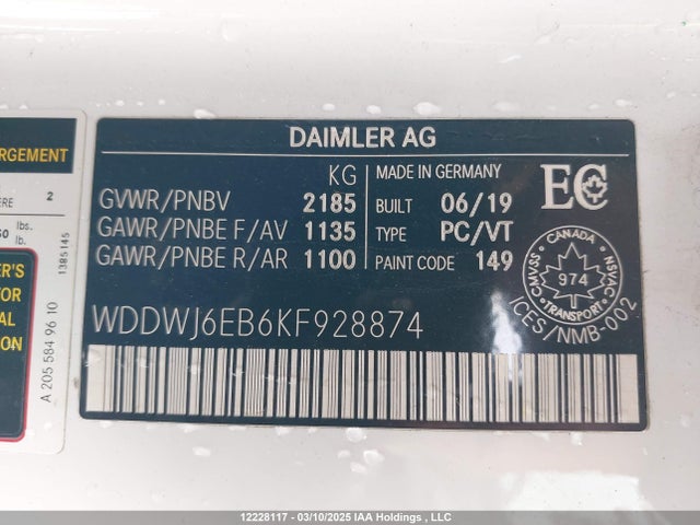 WDDWJ6EB6KF928874 Mercedes-Benz C 43 Amg