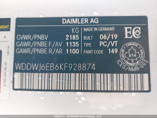 WDDWJ6EB6KF928874 Mercedes-Benz C 43 Amg