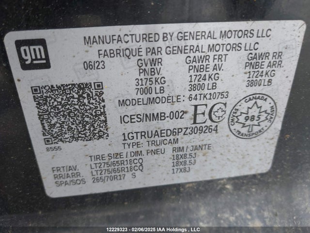 Продаж на аукціоні авто 2023 Gmc Sierra 1500 Pro, vin: 1GTRUAED6PZ309264, номер лоту: 12229323