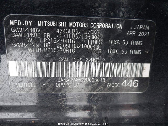 JA4AJVAW6MU605618 Mitsubishi mivec