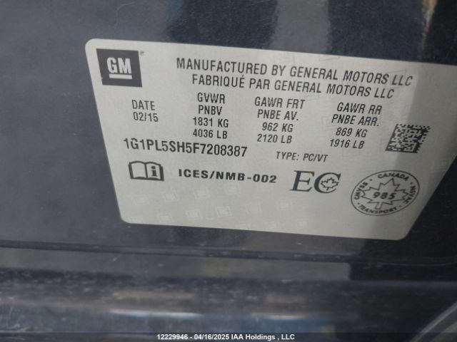 1G1PL5SH5F7208387 Chevrolet Cruze