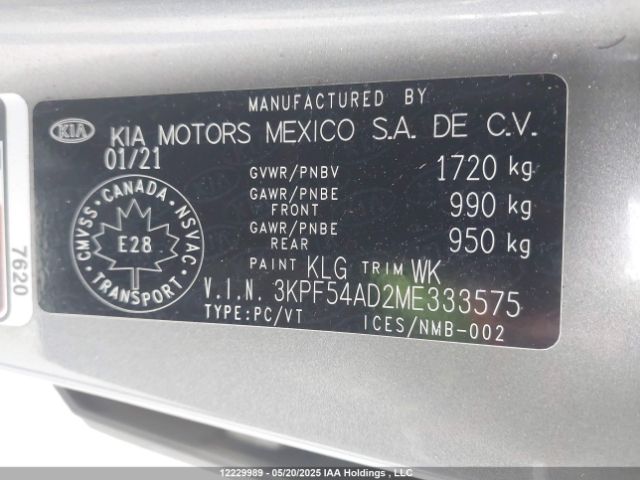 3KPF54AD2ME333575 KIA mpi nu