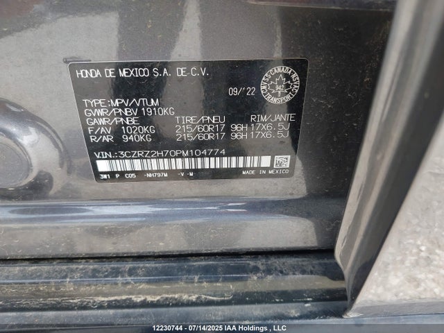 3CZRZ2H70PM104774 Honda k20z5