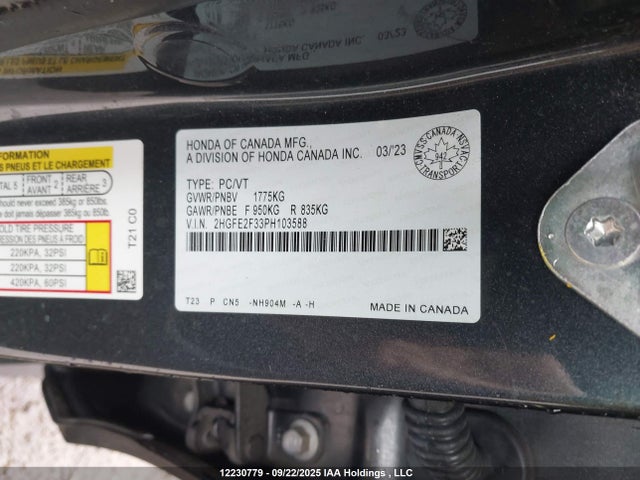 Honda k20c2 2023 2HGFE2F33PH103588 Image 9