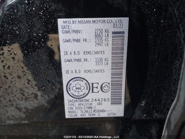 Nissan Pathfinder 2022 5N1DR3BE0NC244265 Image 9