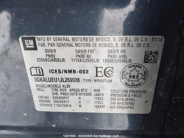 3GKALUEU1JL269938 GMC lh7 - urea, cri, vgt, alum