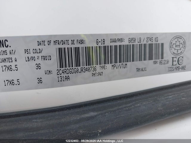 2C4RDGDG0JR340736 Dodge 2018