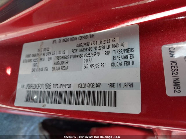 Aukcja sprzedaży 2023 Mazda Cx-5, vin: JM3KFBDM3P0111515, numer aukcji: 12234317