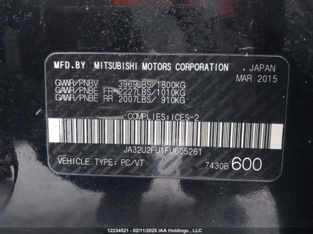 JA32U2FU1FU605261 Mitsubishi dohc mivec