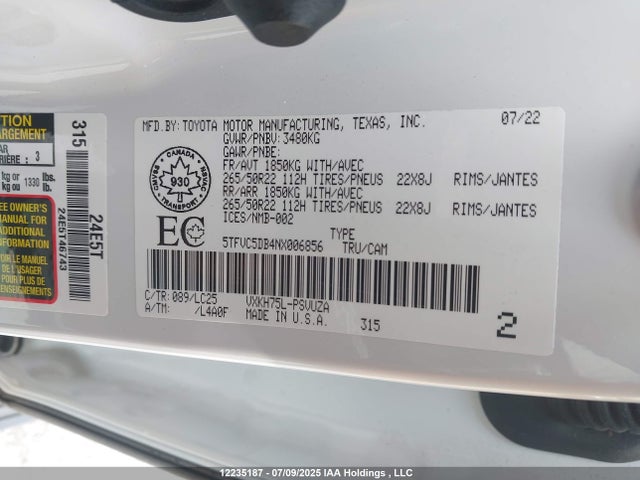 5TFVC5DB4NX006856 Toyota v35afts,1tm