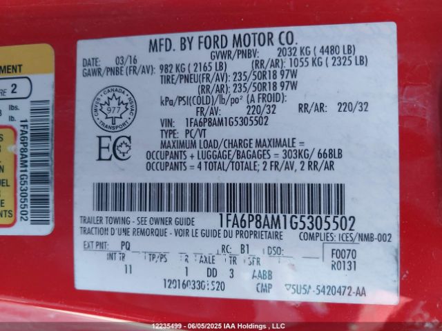 1FA6P8AM1G5305502 Ford Mustang V6