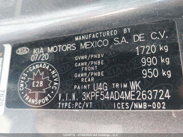 3KPF54AD4ME263724 KIA mpi nu