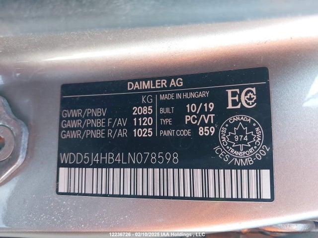 WDD5J4HB4LN078598 Mercedes-Benz m260