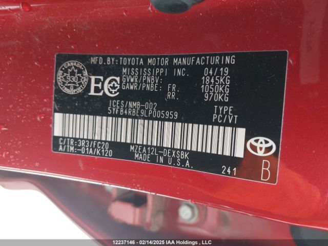 5YFB4RBE9LP005959 Toyota COROLLA SE