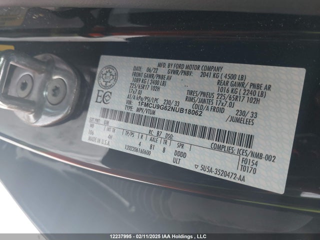 Ford ESCAPE SE 2022 1FMCU9G62NUB18062 Image 9