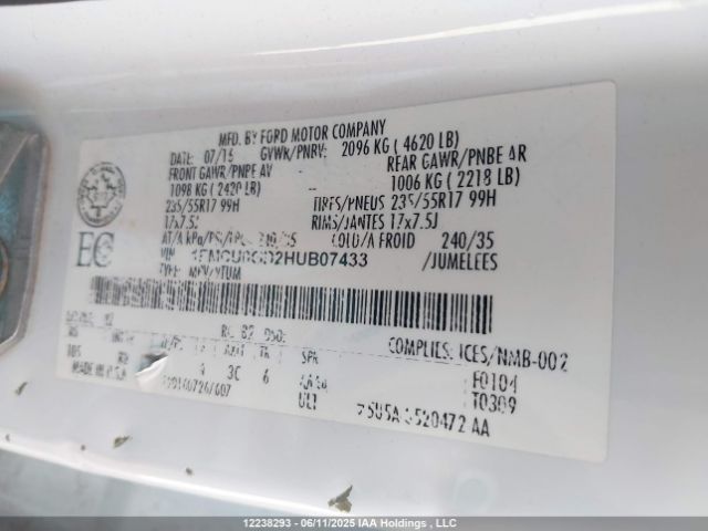 1FMCU0GD2HUB07433 Ford gtdi sigma w/premium fuel