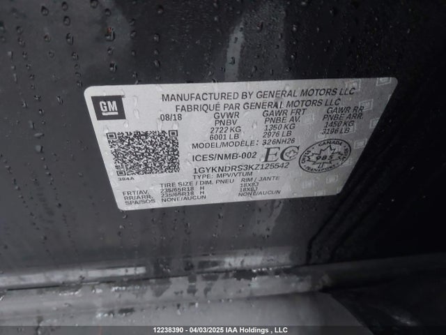1GYKNDRS3KZ125542 Cadillac lgx - direct injection, variable valve timing, alum, gen 2